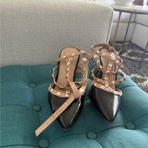 Valentino look alike Black and Tan Rockstud Heels